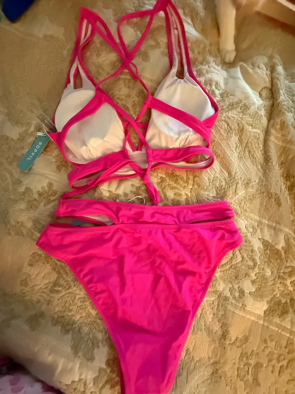 Brand New Popvil Hot Pink Two-Piece Cut Out Bikini - Picture 5 of 12